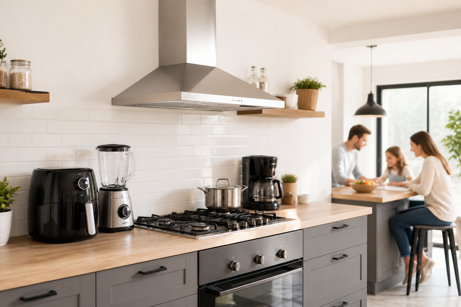 Happy family in a safe, well-maintained kitchen